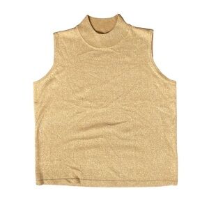 00s Gold Mock Neck Sleeveless Sweater (M)